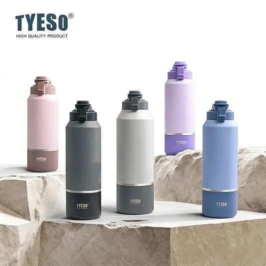 TYESO Insulated Water Bottle With Handle And Leakproof Lid