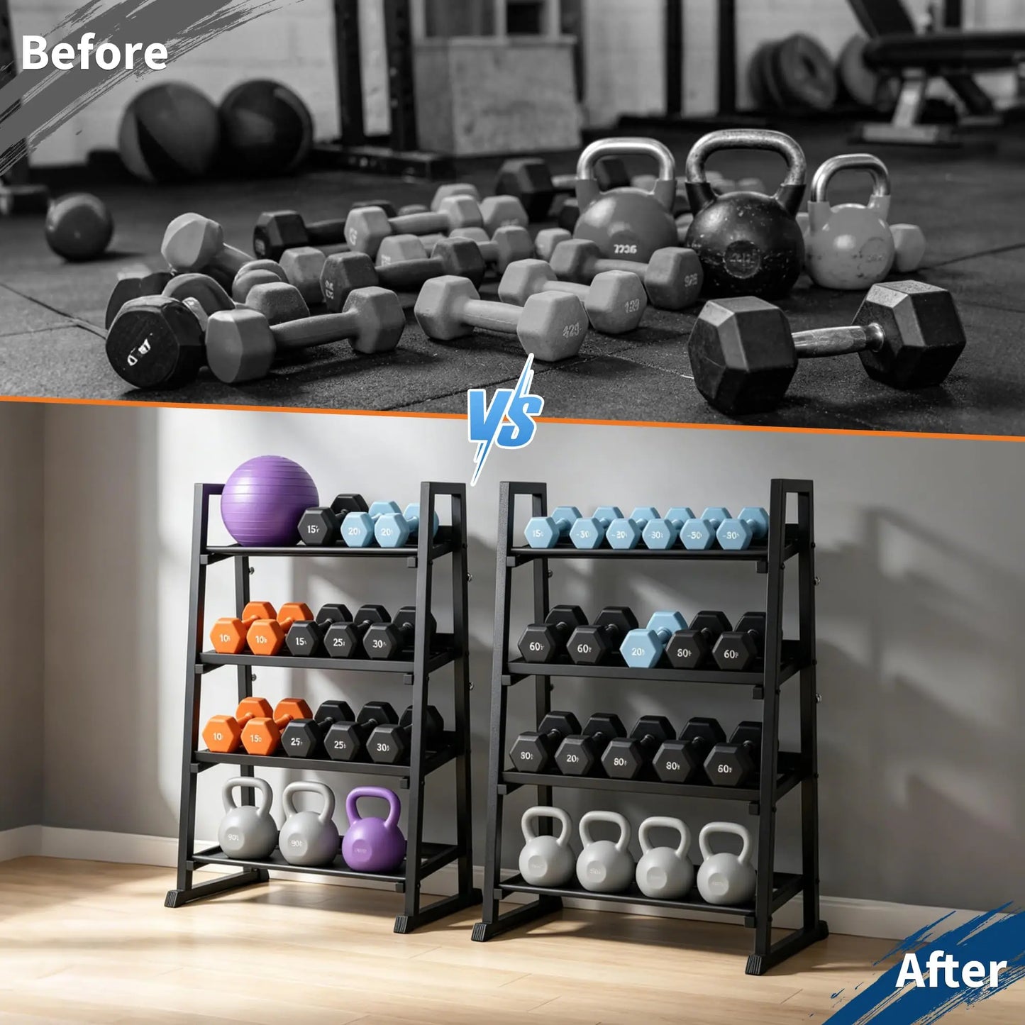 Adjustable 3 Tier Dumbbell Rack 1300LB Capacity For Home Gym