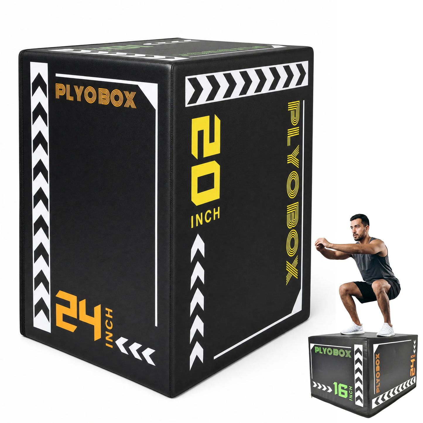 Three-In-One Foam Plyometric Jump Box With Multi-Height Adjustability