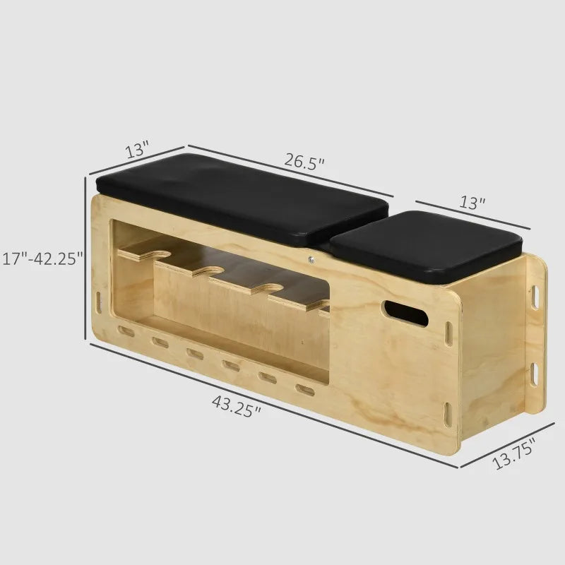 Wood Incline Weight Bench With Dumbbell Rack And Resistance Bands