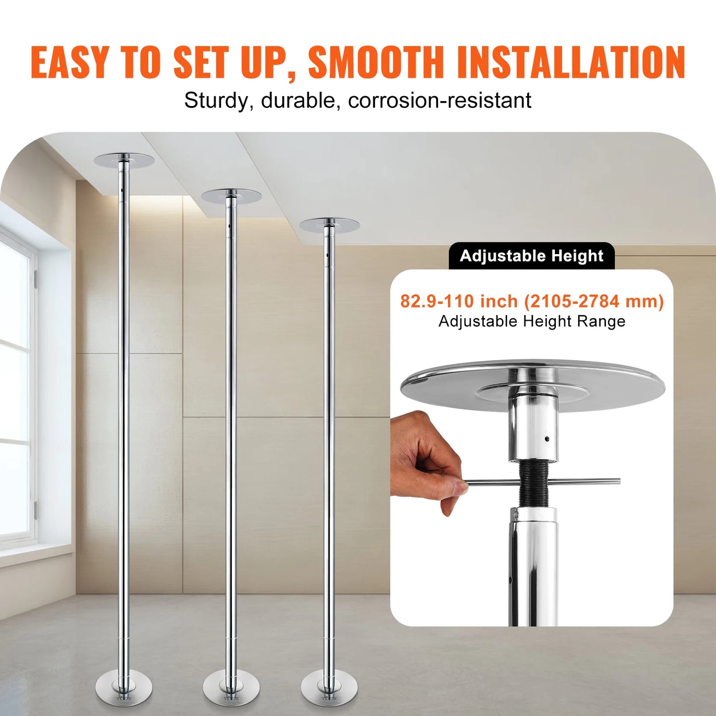 SucceBuy Professional Dancing Pole Kit Portable Removable Stainless Steel