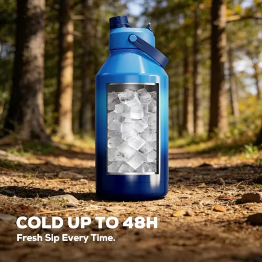 Insulated Water Bottle With 2-In-1 Straw Spout Lid Leakproof BPA-Free
