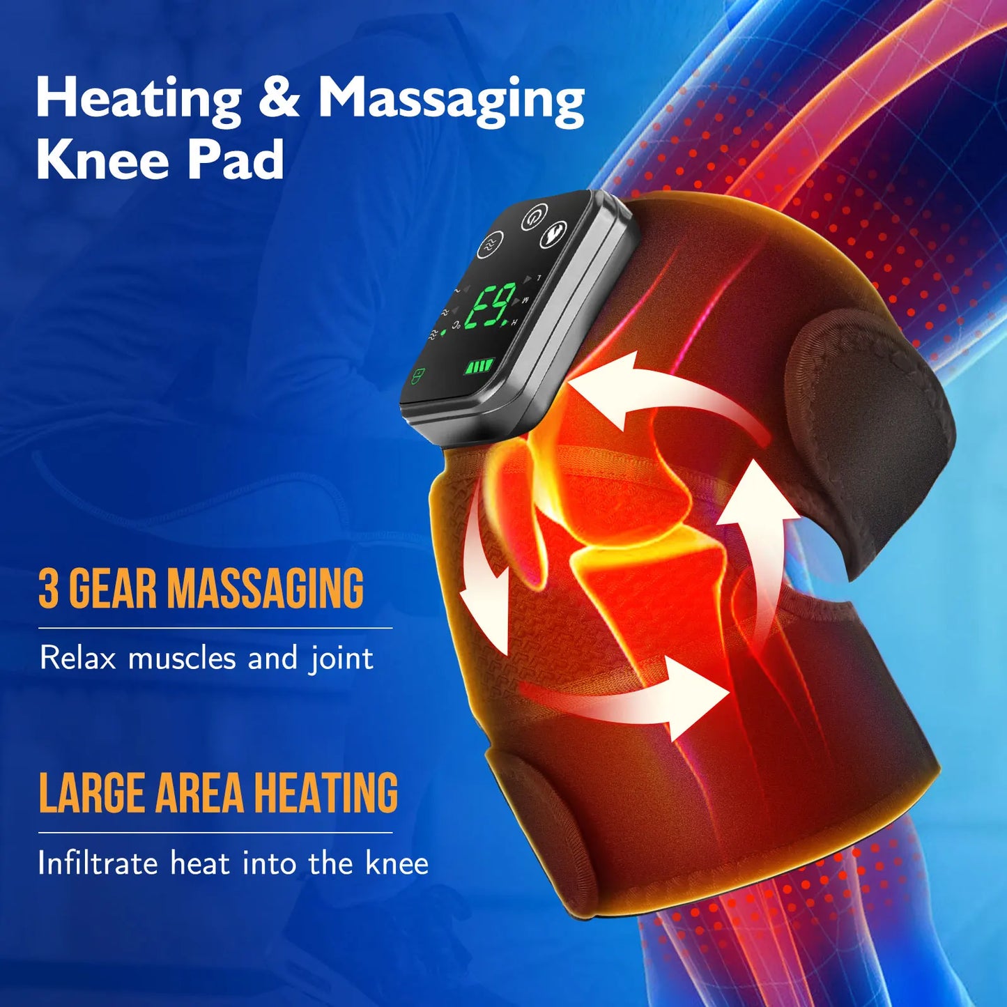 Hailicare Cordless 3 in 1 Thermal Knee Pad With Vibration Massager