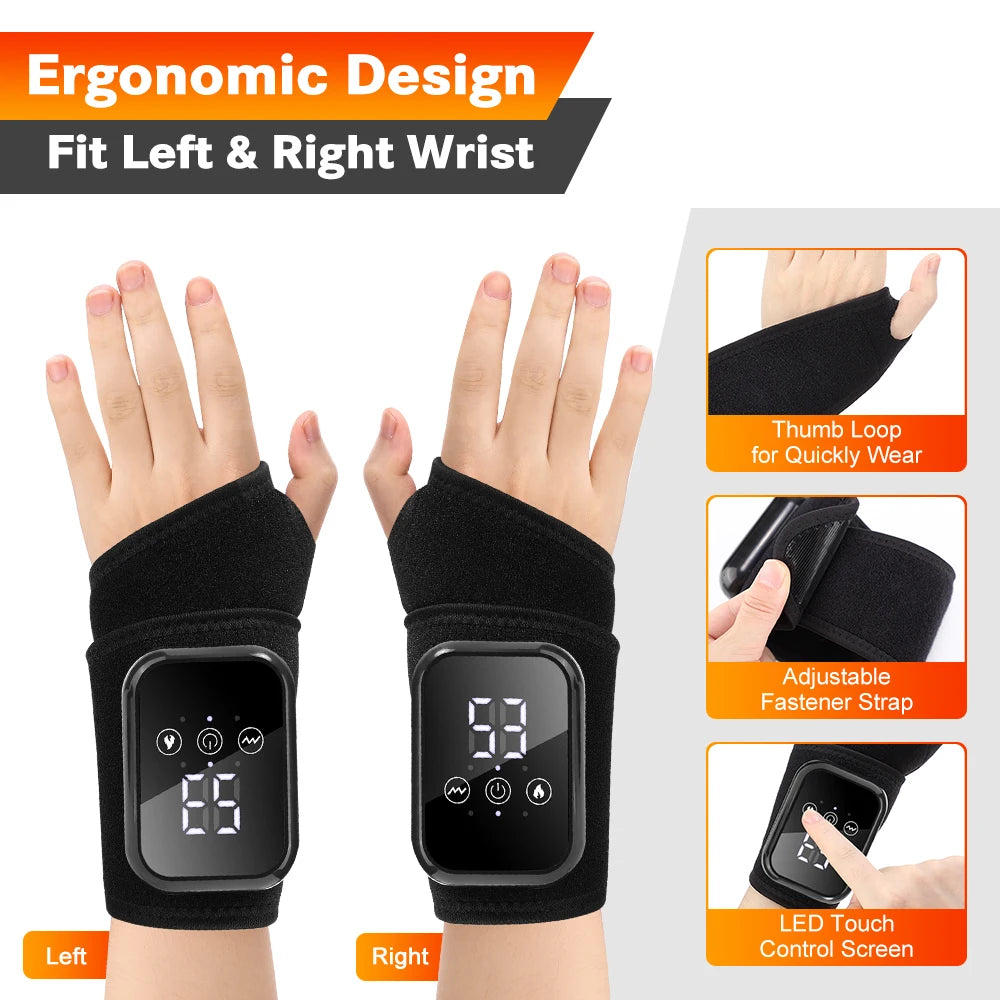 Cordless Heated Hand Wrist Massager With Vibration And Three Modes