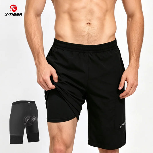 X-TIGER 2 In 1 Cycling Shorts Padded MTB Wearproof Waterproof