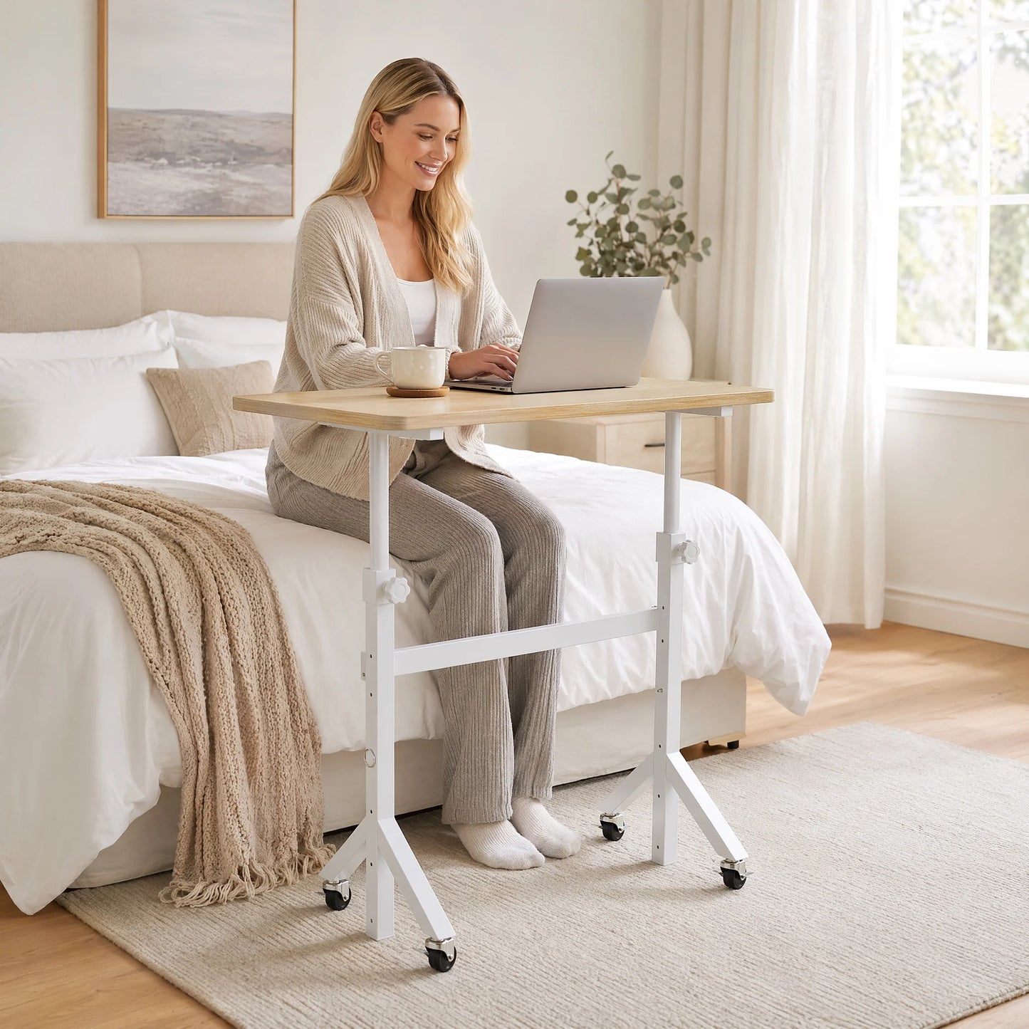 K Kyspho Adjustable Mobile Standing Desk With Wheels