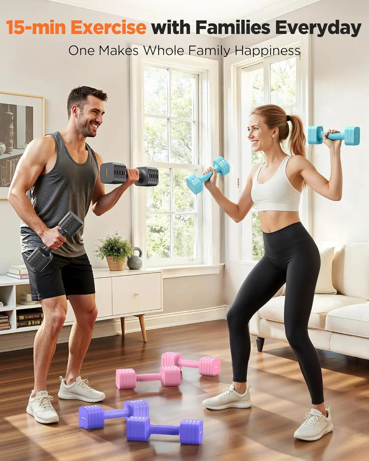 FED Fitness FEIERDUN 5-In-1 Adjustable Dumbbells Set Of 2