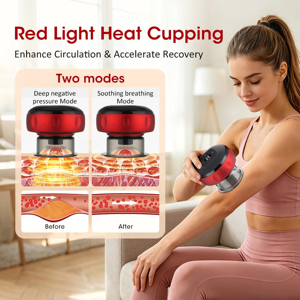 Intelligent Vacuum Cupping Massager With 12 Gear Heating And LCD Display
