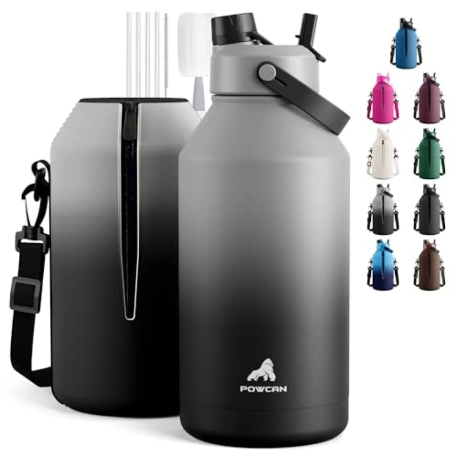 Insulated Water Bottle With 2-In-1 Straw Spout Lid Leakproof BPA-Free