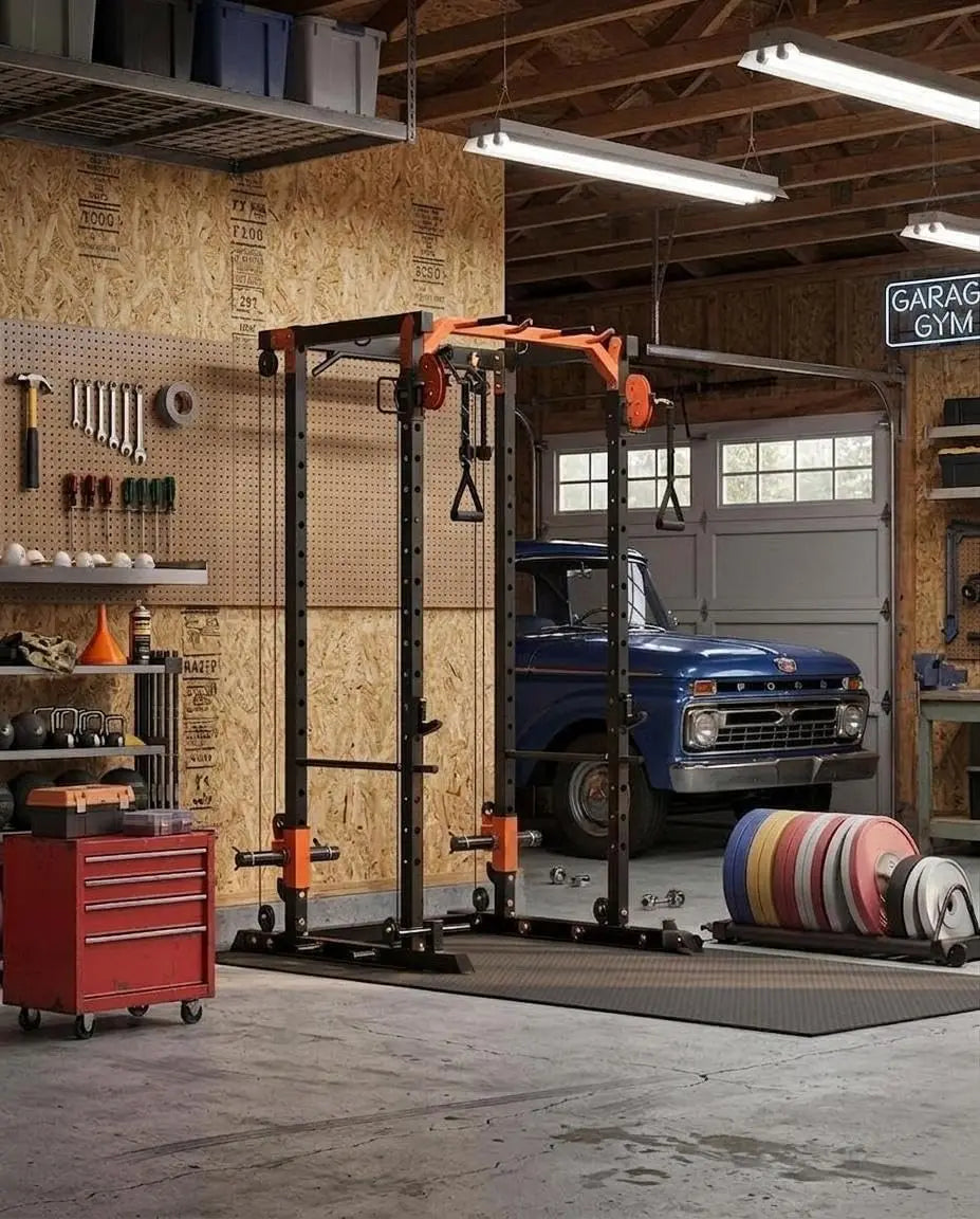 TACLEEKII Power Rack Cable Crossover Home Gym Strength Trainer