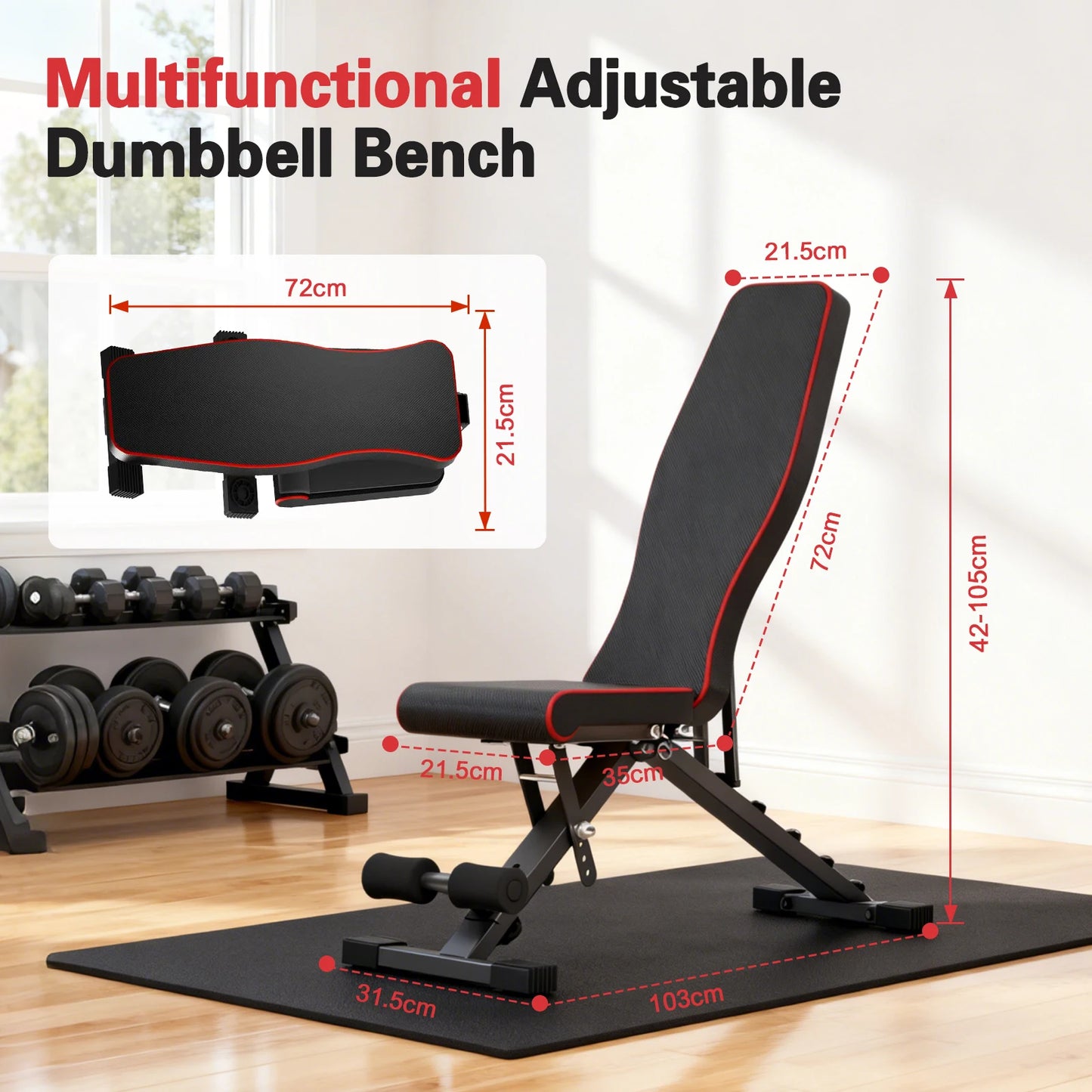 Multifunctional Adjustable Dumbbell Bench Foldable For Home Gym 660LBS Capacity