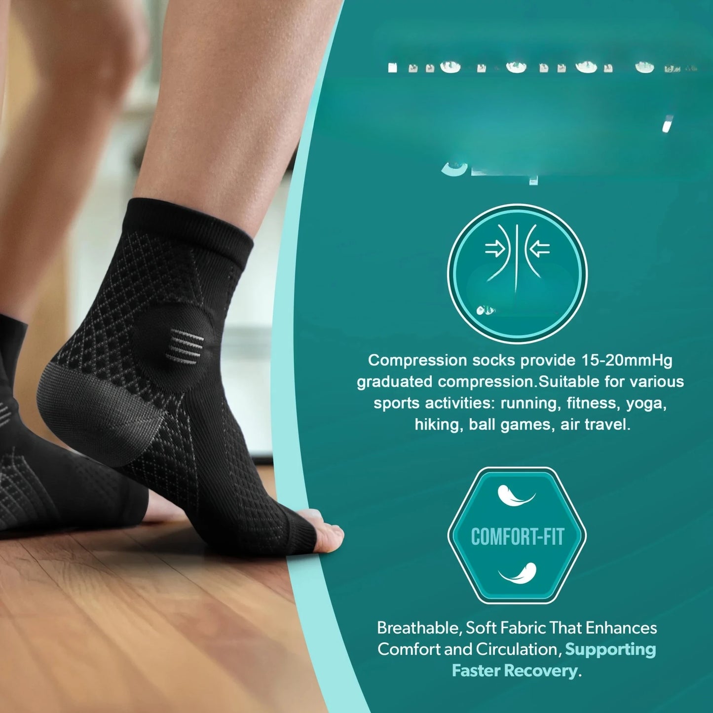 Compression Socks With Arch Support Open Toe For Neuropathy