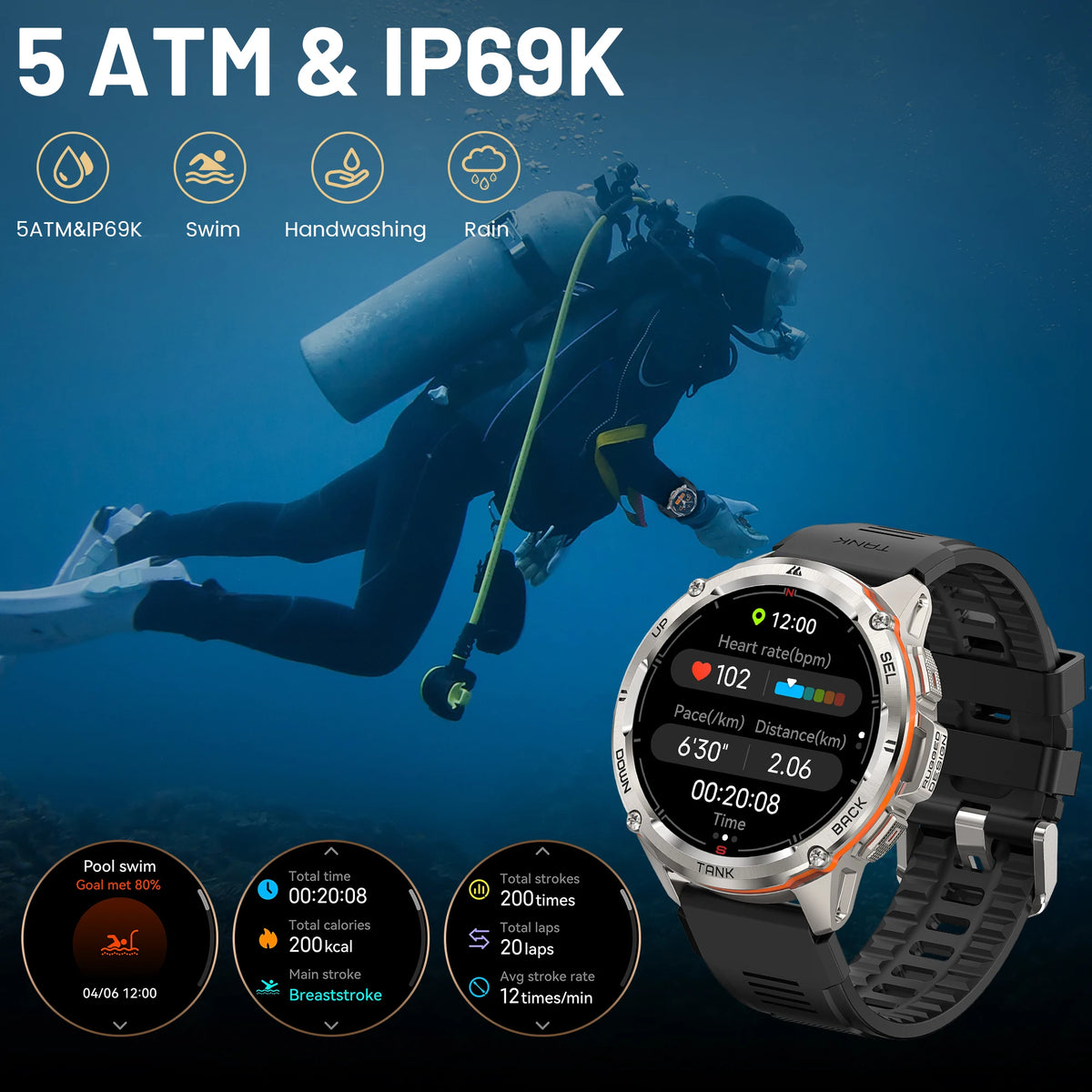 KOSPET TANK T3 Ultra GPS Rugged Fitness Smartwatch For Men