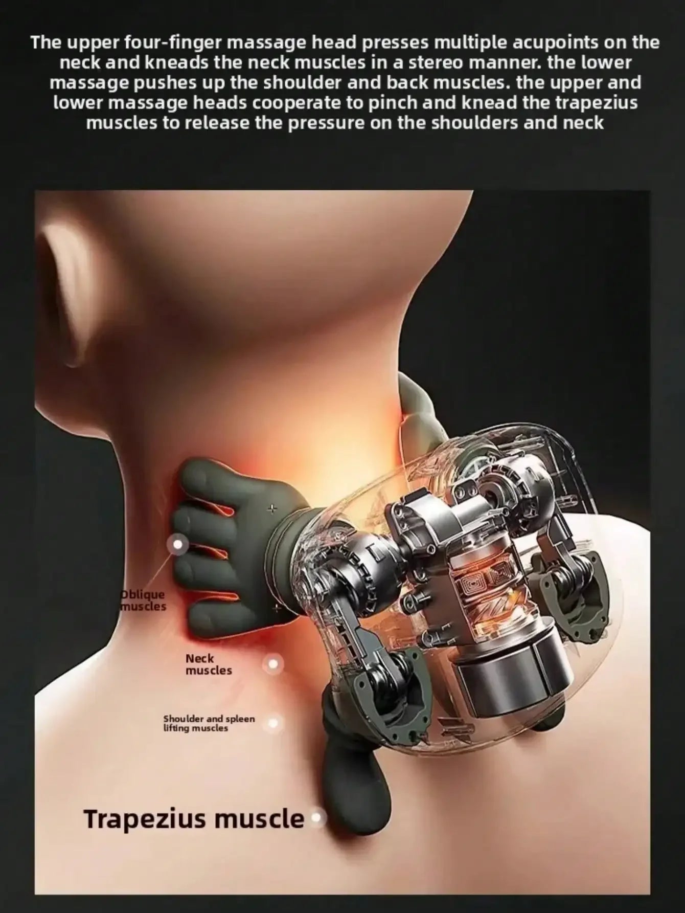 Wireless 4D Shiatsu Neck And Shoulder Massager With Heat Therapy