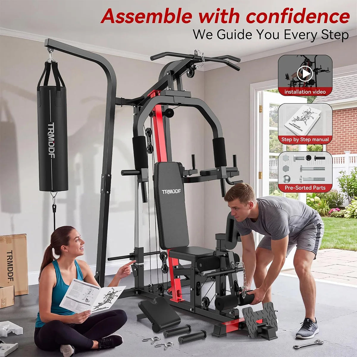 Pooboo Full Body Home Gym Strength Training Workout System