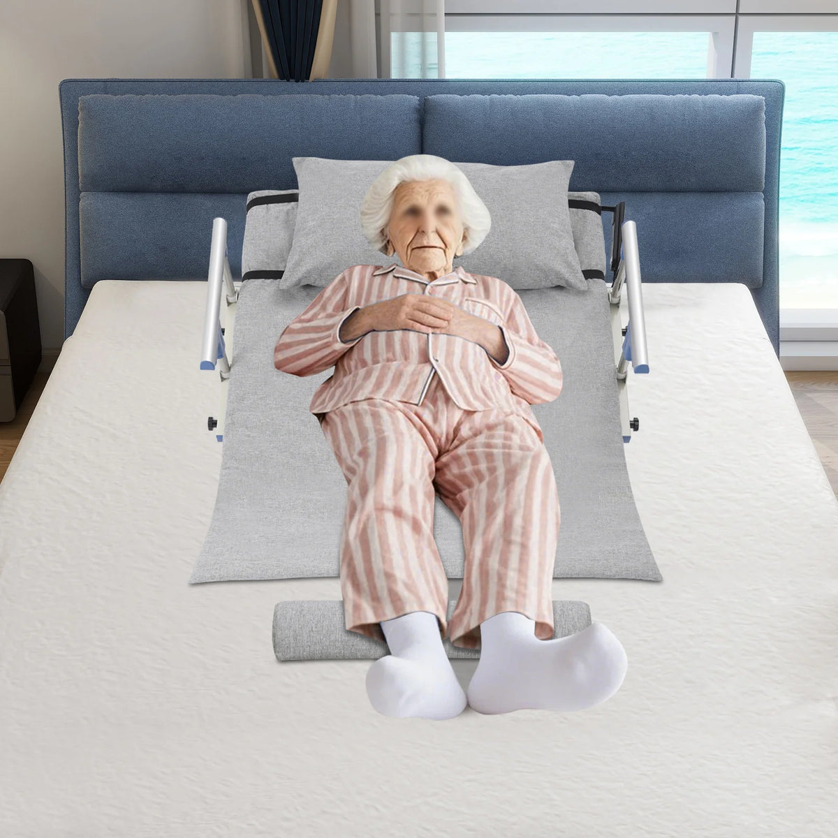 330lbs 50W Electric Lifting Bed Backrest 2-70° 3000N·m Auxiliary Bed Backrest With High-elasticity Sponge for Elderly/Disabled Care Recovery, Sitting Reclining Back Support