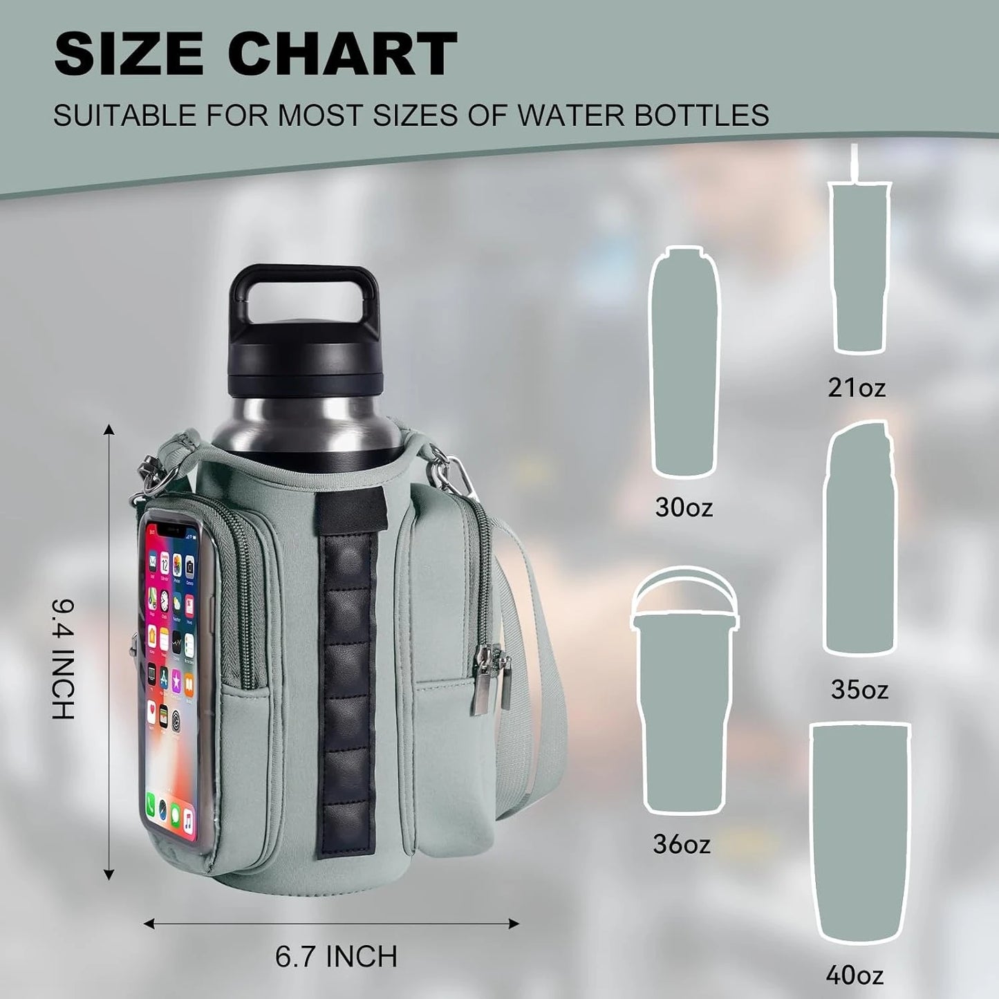 Lightweight Magnetic Water Bottle Sling Crossbody Bag With Adjustable Strap