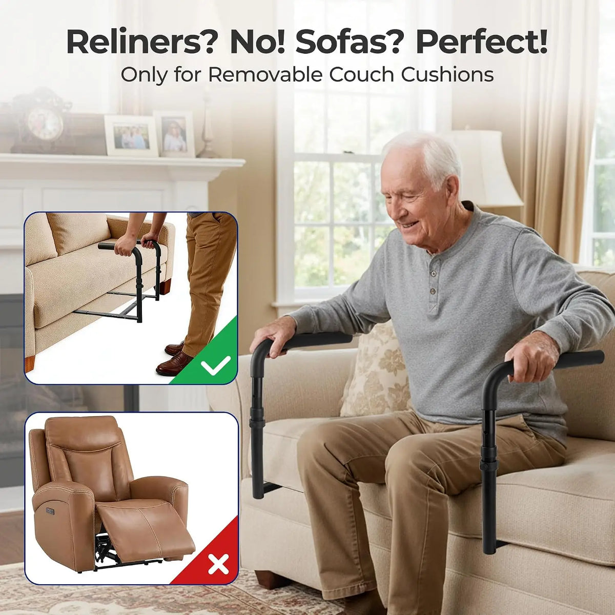 Metal Stand Assist Rail For Couch And Chair Mobility Aid