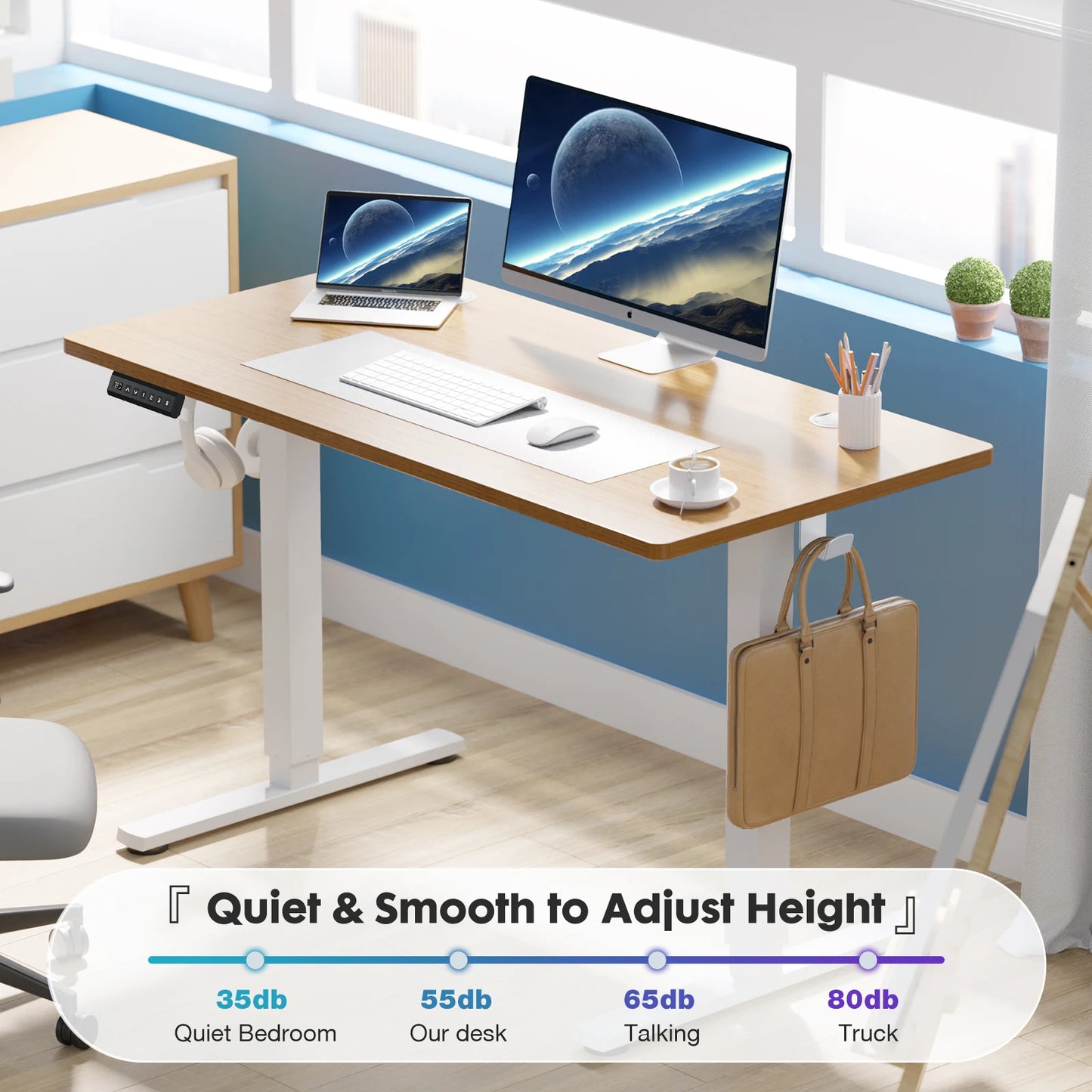 JHK Electric Height Adjustable Standing Desk For Office Ergonomic Workstation
