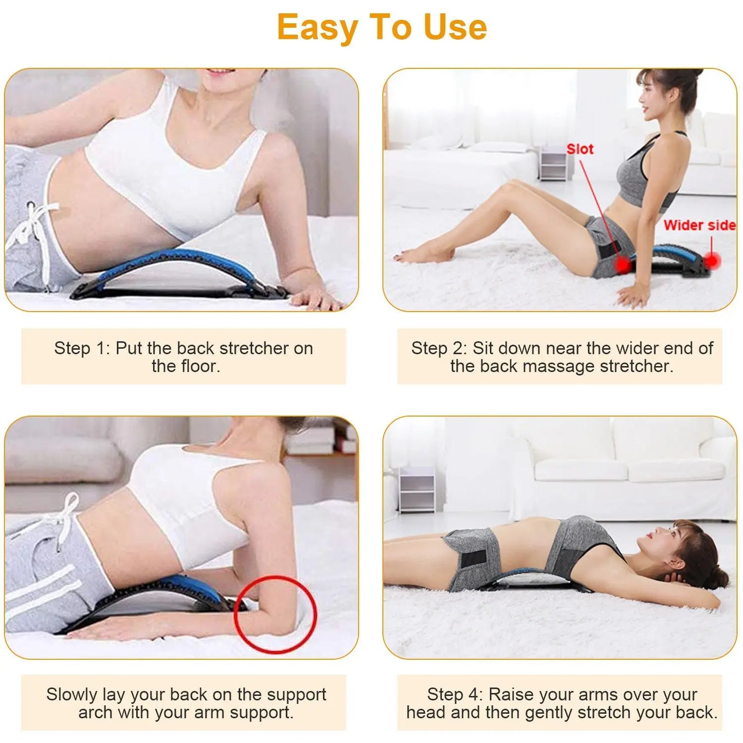 Back Stretcher With 96 Massage Protrusions For Posture Relief