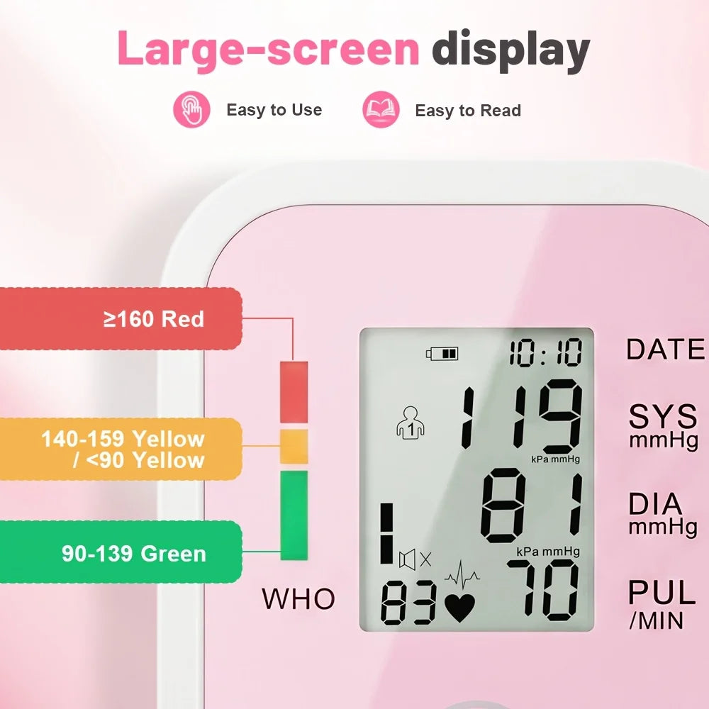 Automatic Upper Arm Blood Pressure Monitor With Heart Rate Display