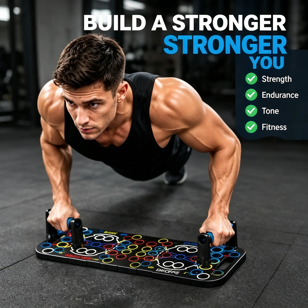 Push Up Board with Handles, Adjustable Pushup Bar System, Home Gym Strength Training Equipment for Chest, Back, Shoulders