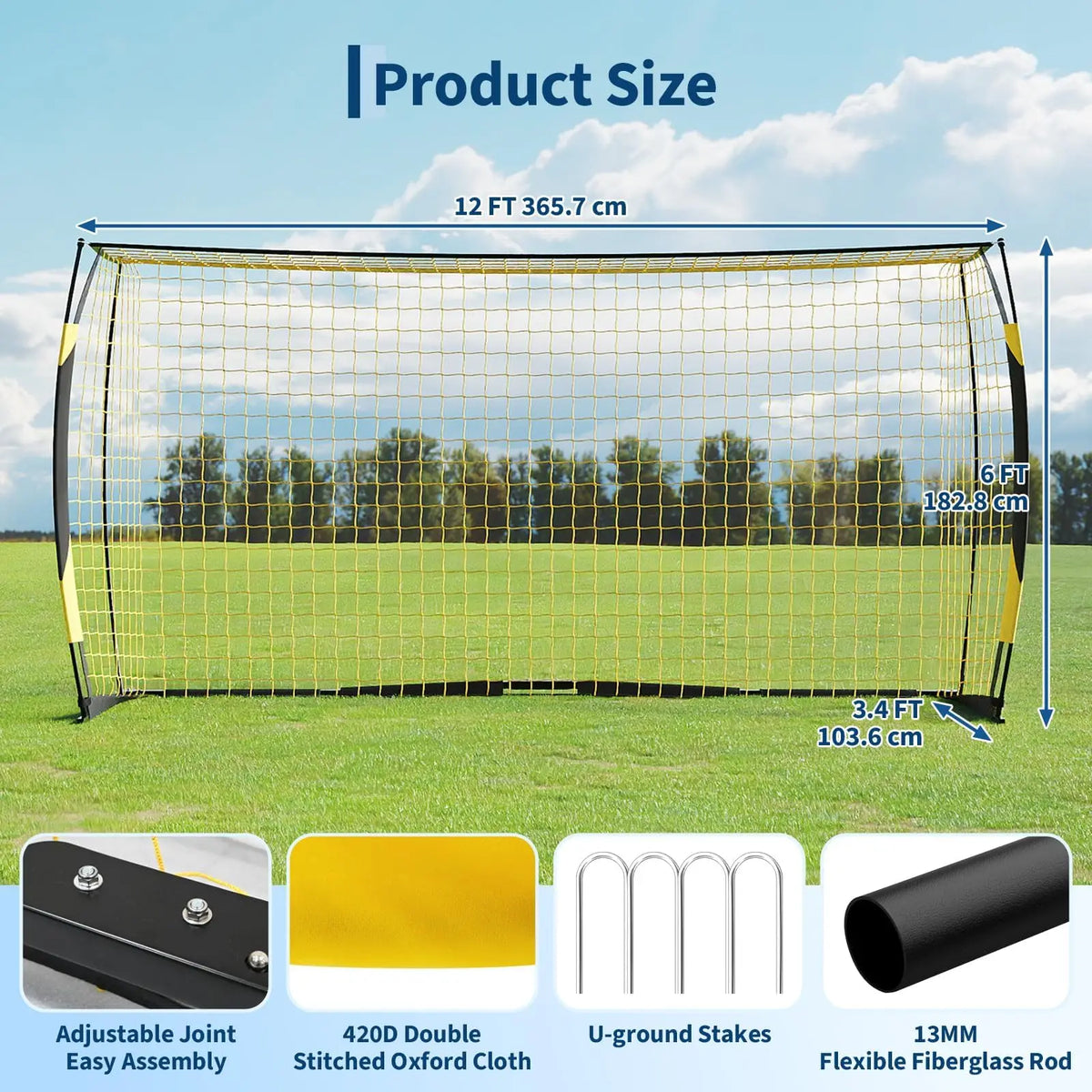 HiMISS Portable Foldable Soccer Goal With Heavy Duty Metal Frame