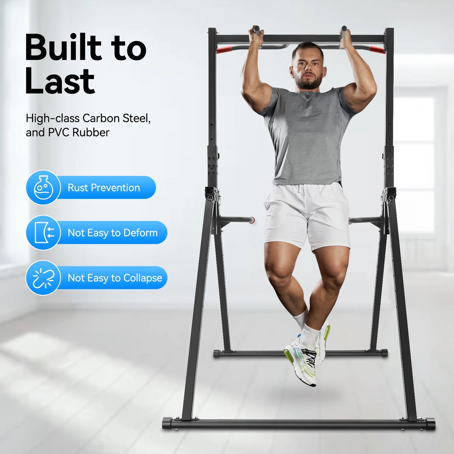 Foldable Adjustable Pull Up Bar 200kg Home Gym Multi Function