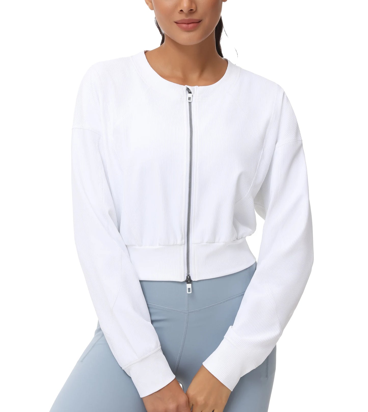 The Gym People Womens Full Zip Cropped Athletic Jacket