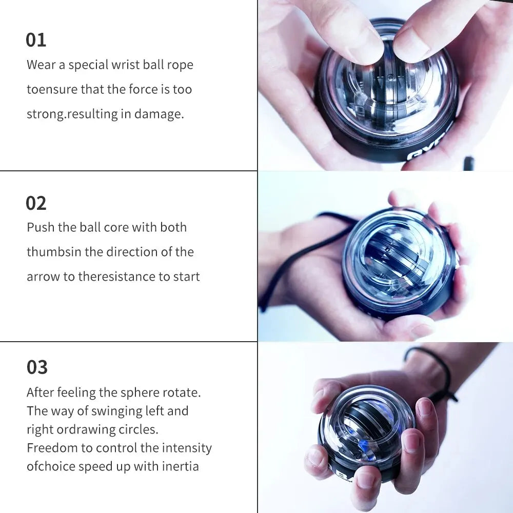 LED Wrist Power Trainer Ball Gyro Self-Starting Strengthener