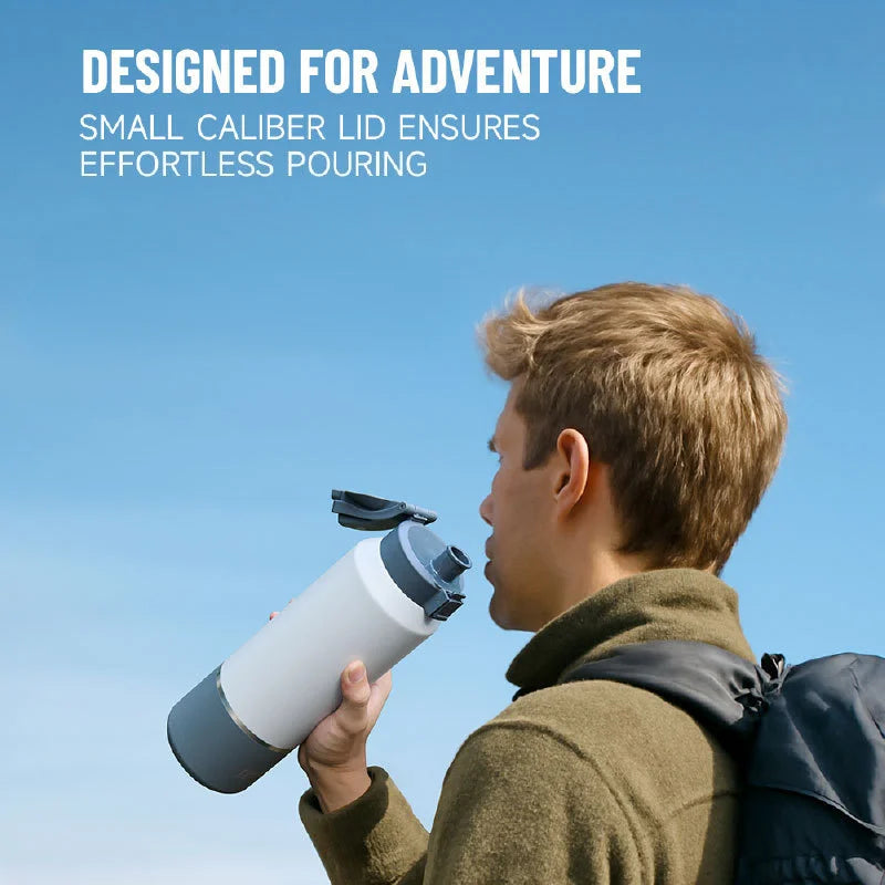 TYESO Insulated Water Bottle With Handle And Leakproof Lid