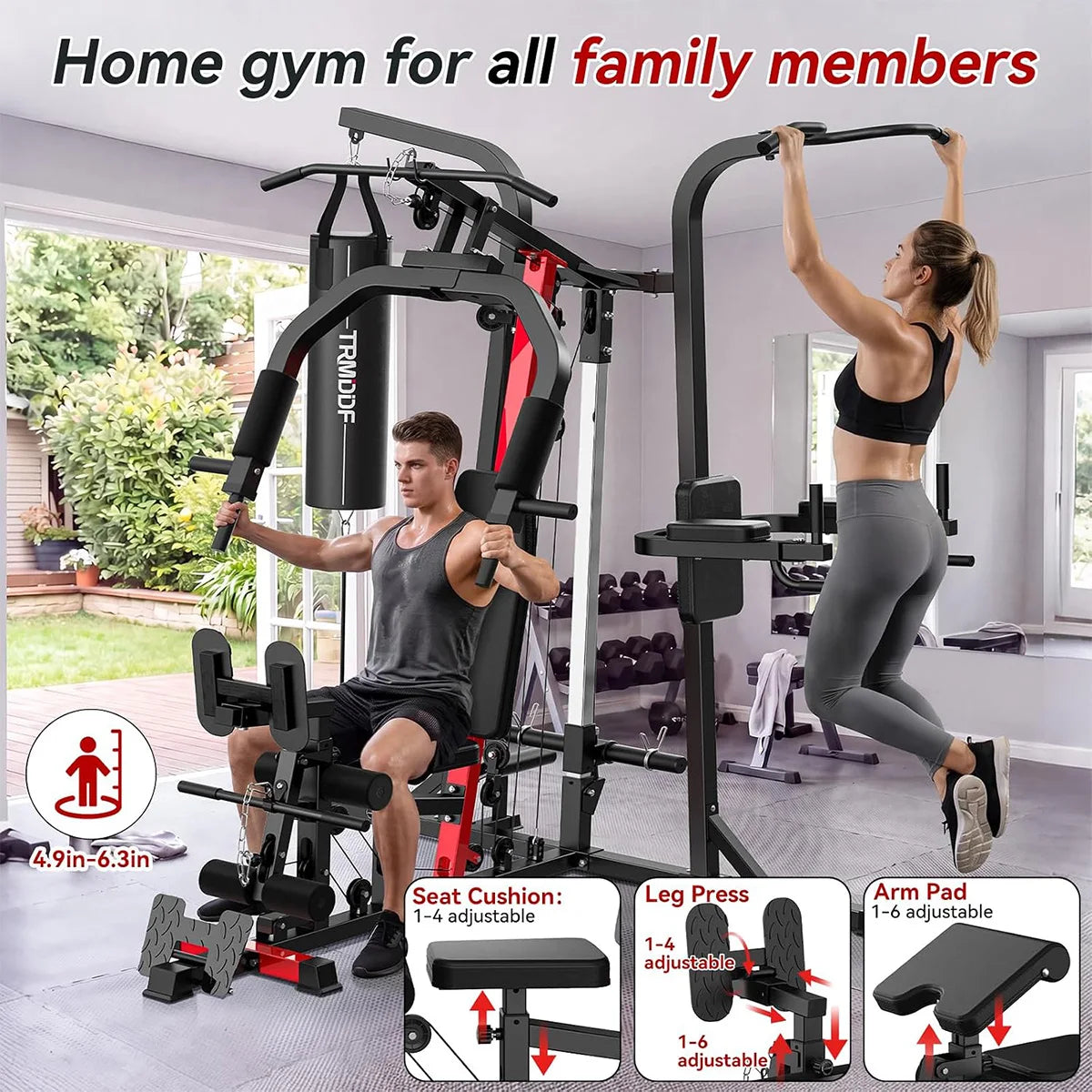 Pooboo Full Body Home Gym Strength Training Workout System