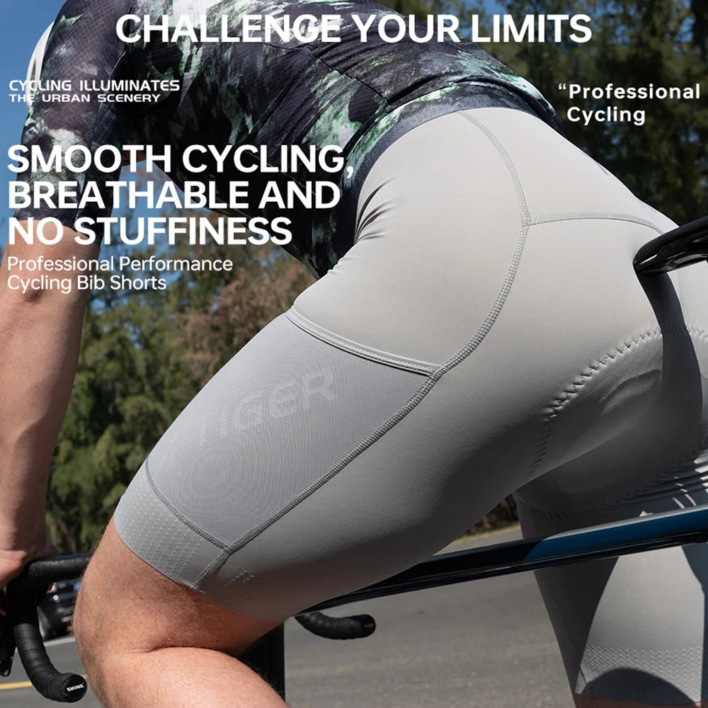X-TIGER Men's Cycling Bib Shorts Pro 200 Density Cushioned