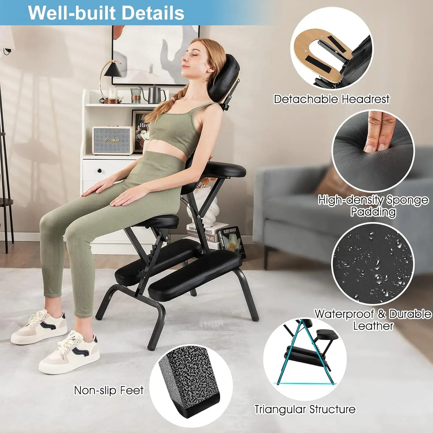 Portable Lightweight Folding Tattoo Massage Spa Chair With Carrying Bag
