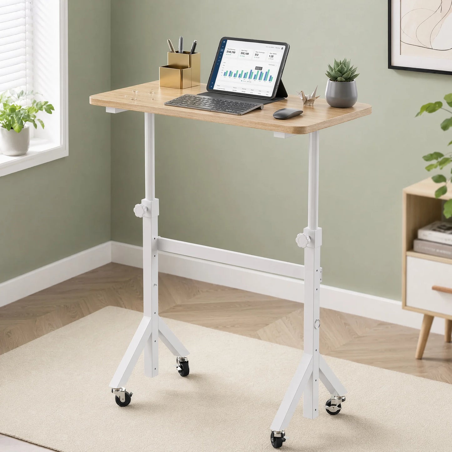 K Kyspho Adjustable Mobile Standing Desk With Wheels