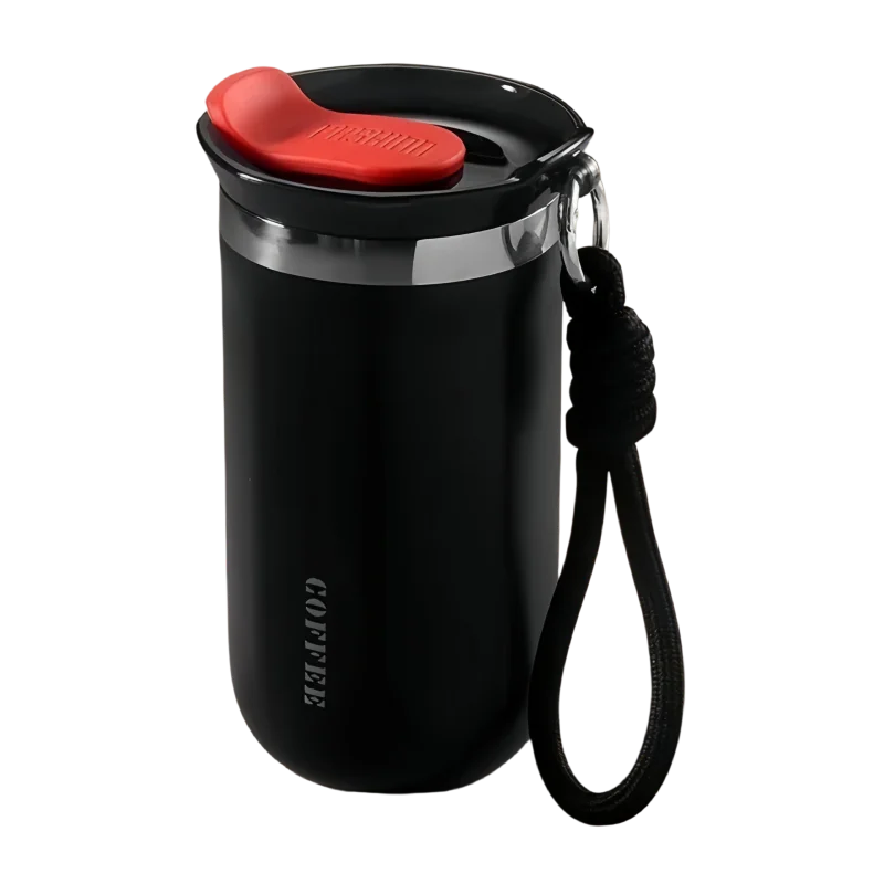 ULKNN Insulated Stainless Steel Travel Mug With Lid Rope Handle