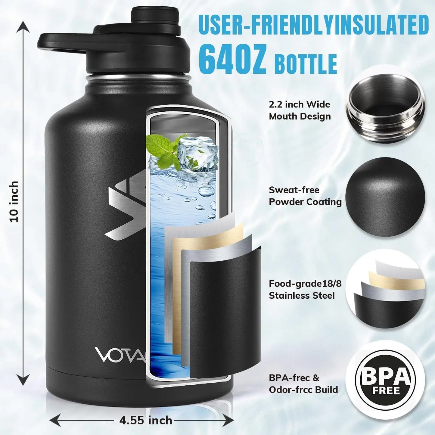 Stainless Steel Insulated Tactical Water Bottle Military Grade