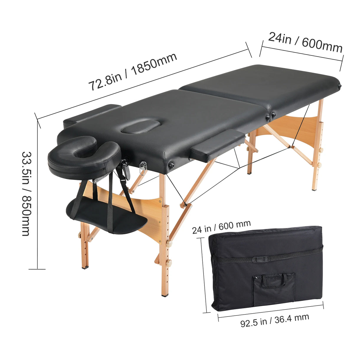 SucceBuy Portable Adjustable Folding Massage Table for Spa Salon Therapy