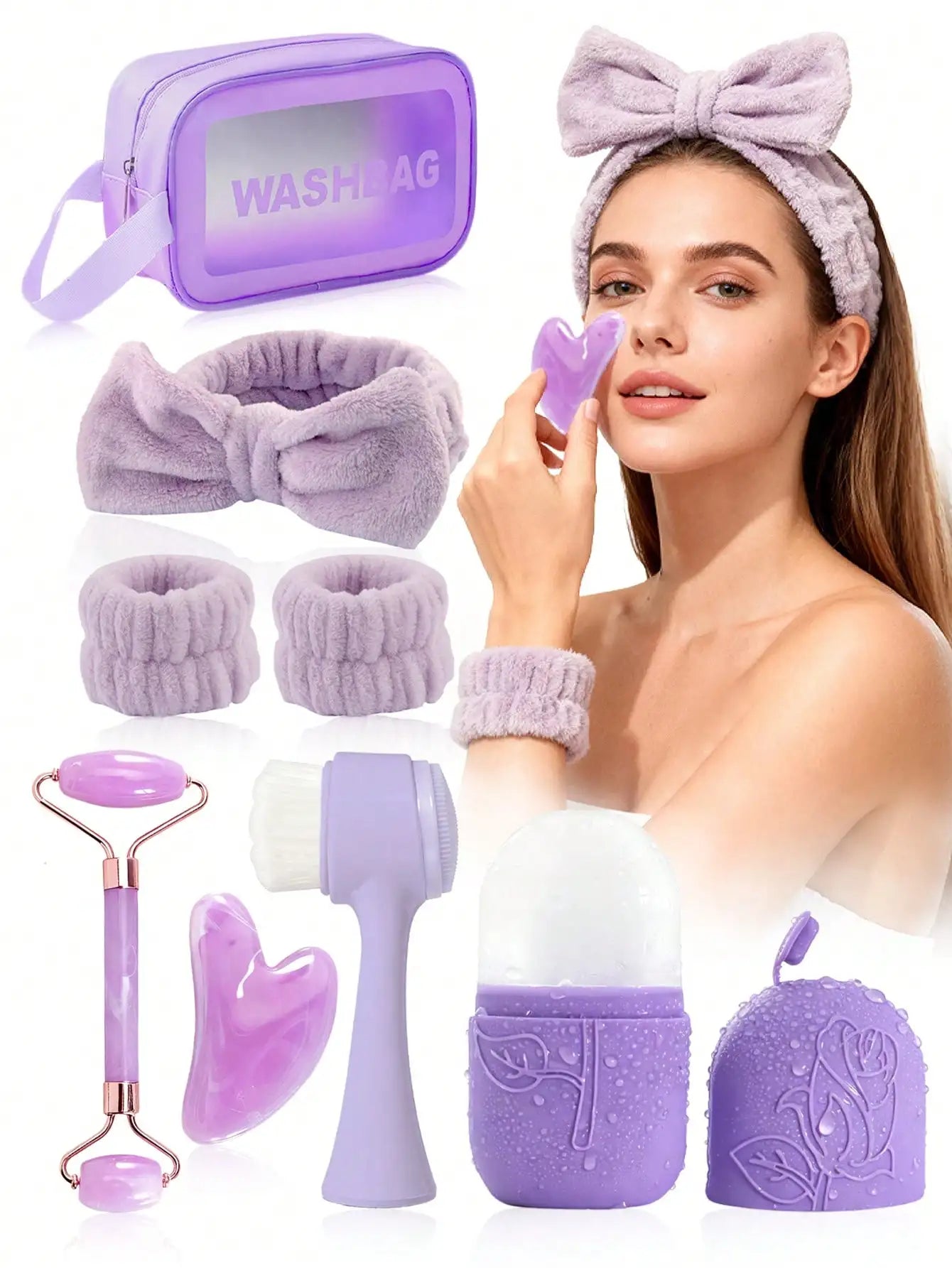 Facial Massage Tool Set Includes Roller Stick Ice Gel Pack