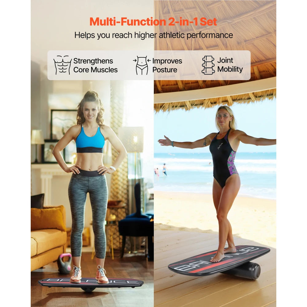 3-Level Adjustable Balance Board With Roller For Core Training