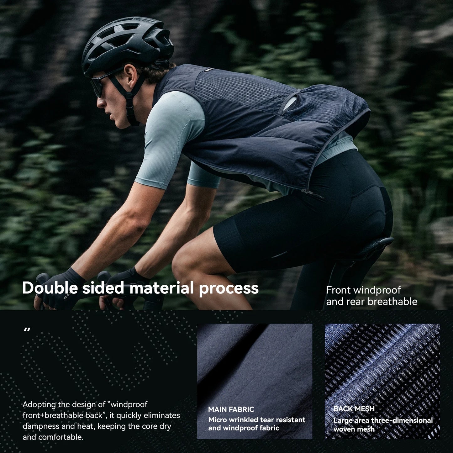 ROCKBROS Summer Cycling Vest Lightweight Breathable Sleeveless Jacket