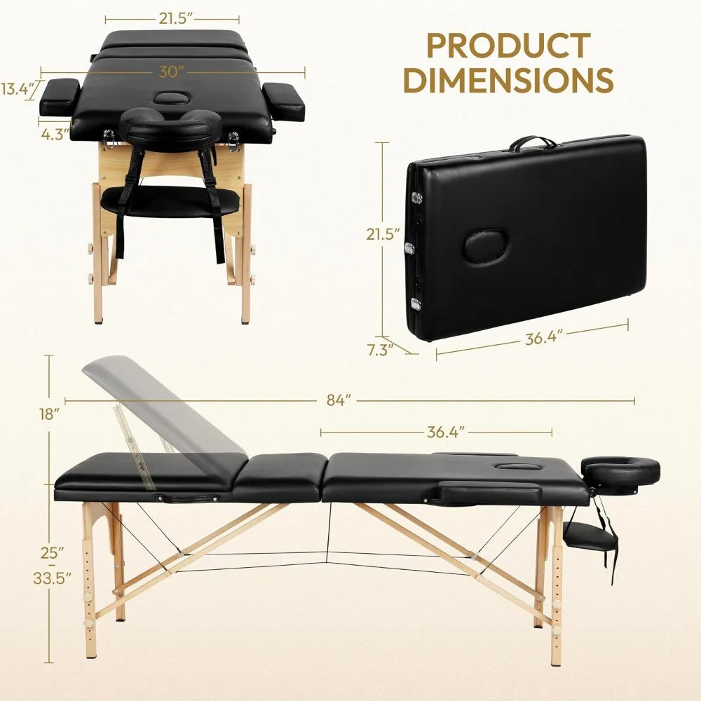 Professional Portable Folding Massage Table With Adjustable Height
