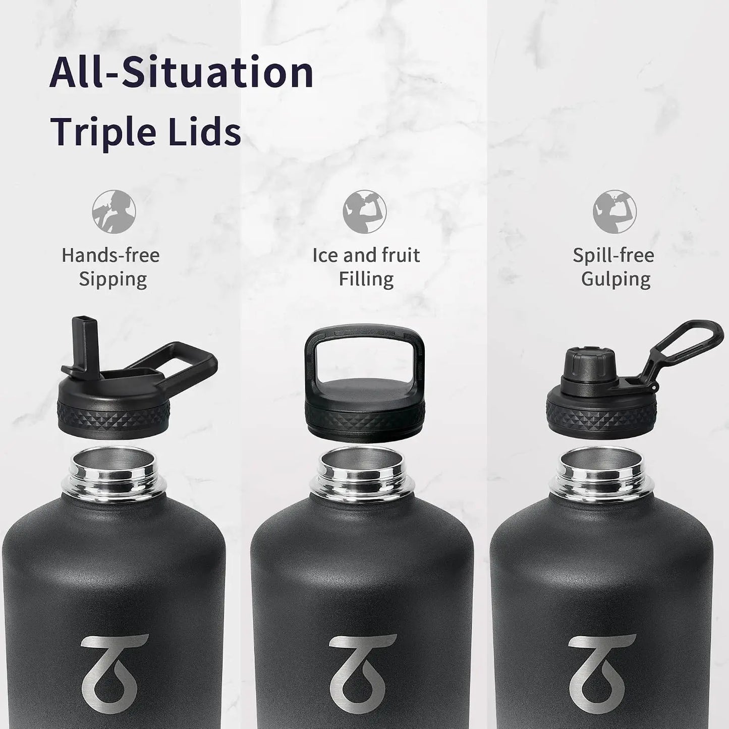 Insulated Stainless Steel Water Bottle With Straw Spout And Handle