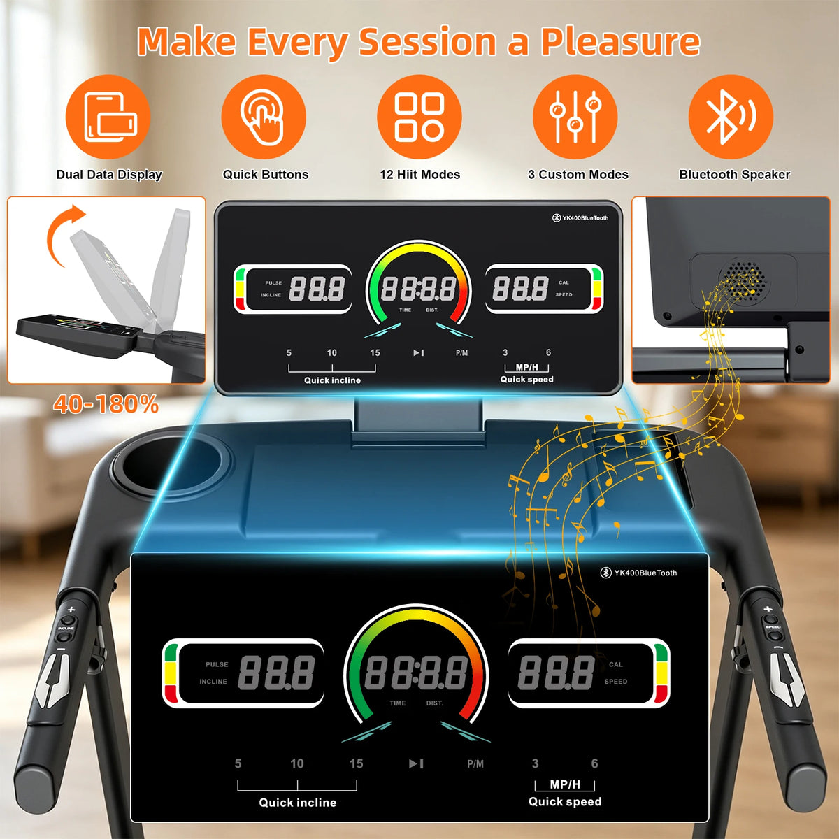 Premium Treadmill With 15 Level Auto Incline And Quiet Motor