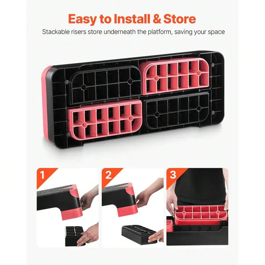 Aerobic Step Platform Height Adjustable Training Deck With Risers