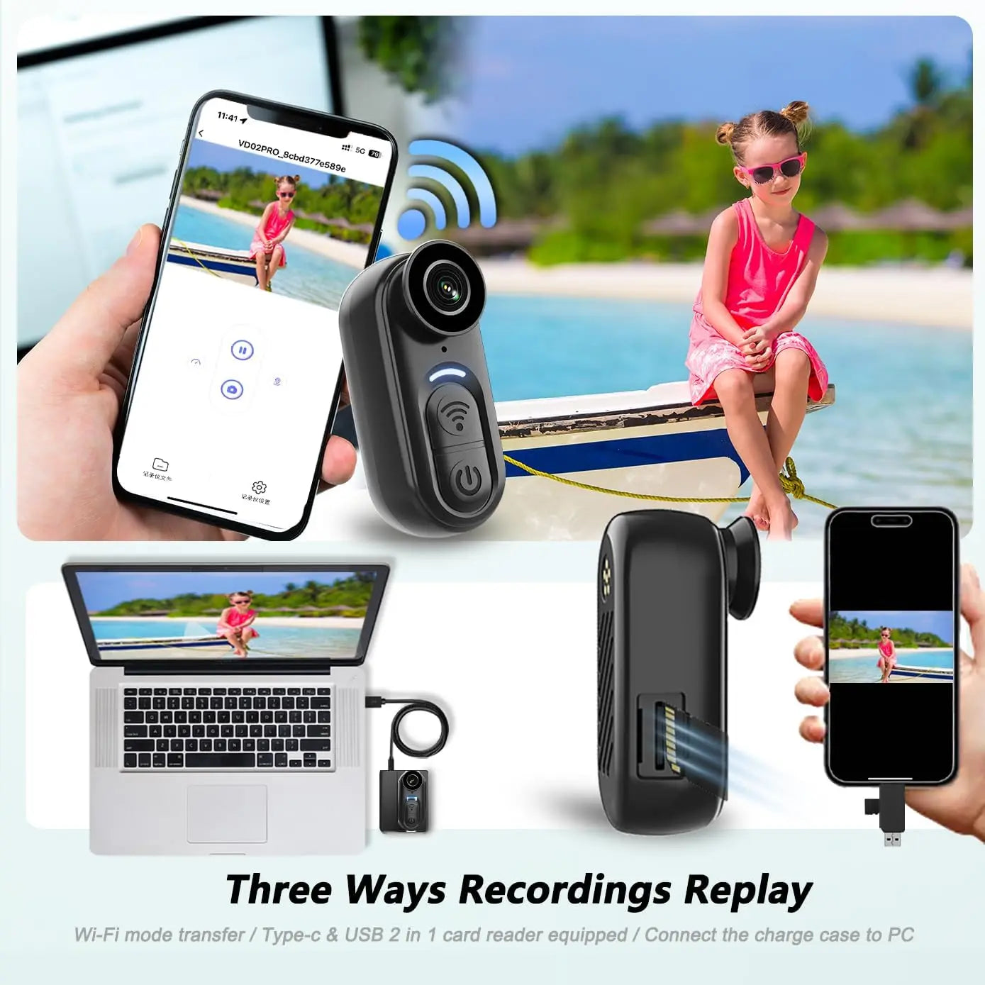 4K Wearable Action Camera 128GB With Hands Free POV Recording