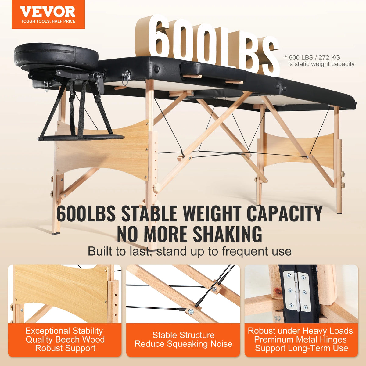 SucceBuy Portable Adjustable Folding Massage Table for Spa Salon Therapy