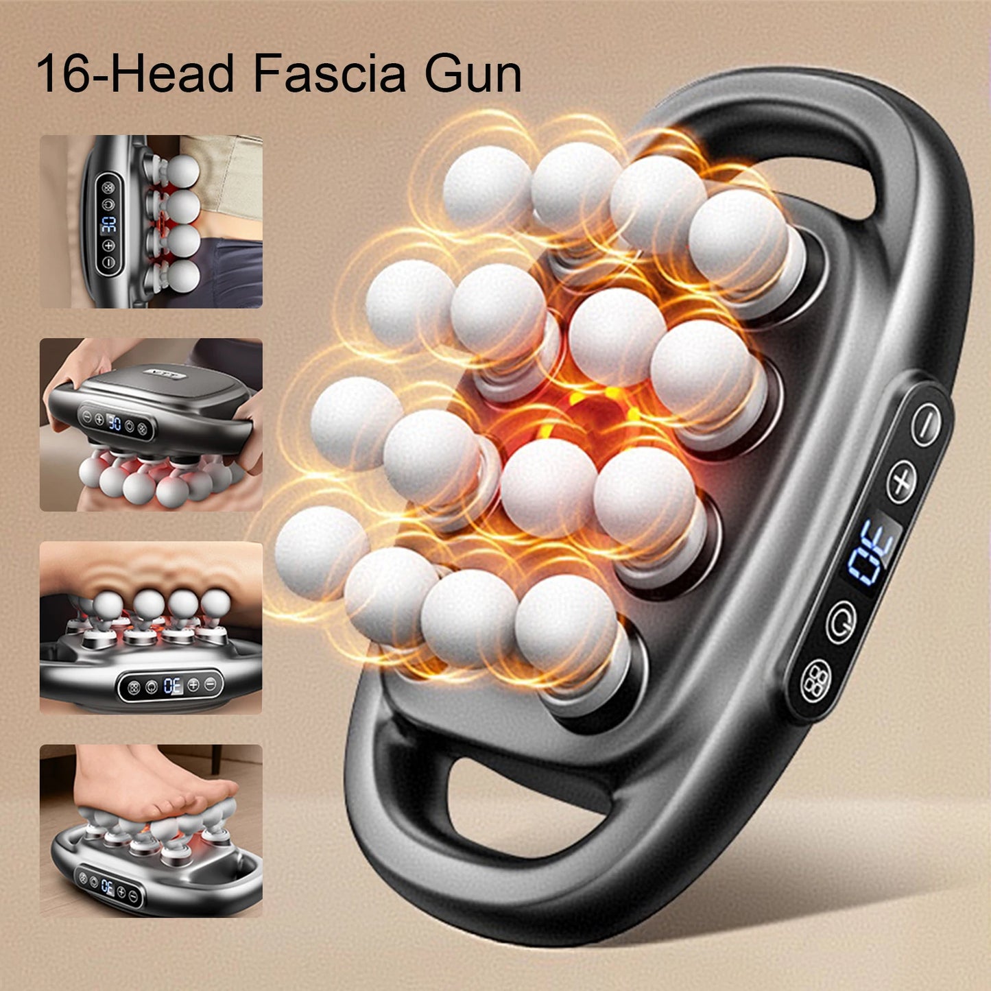 Foreverlily 16 Head Fascia Gun High Frequency Massage Massager