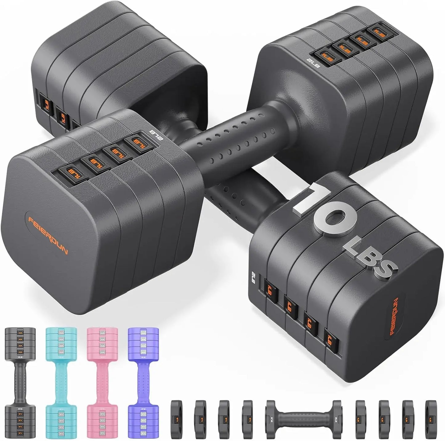 FED Fitness FEIERDUN 5-In-1 Adjustable Dumbbells Set Of 2
