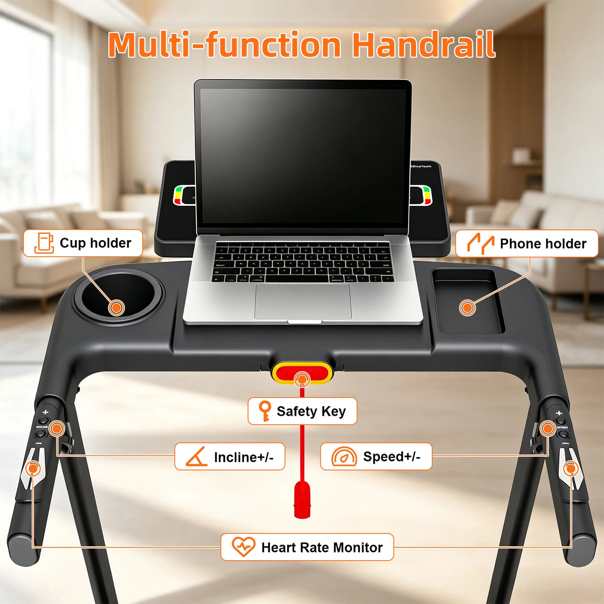 Premium Treadmill With 15 Level Auto Incline And Quiet Motor